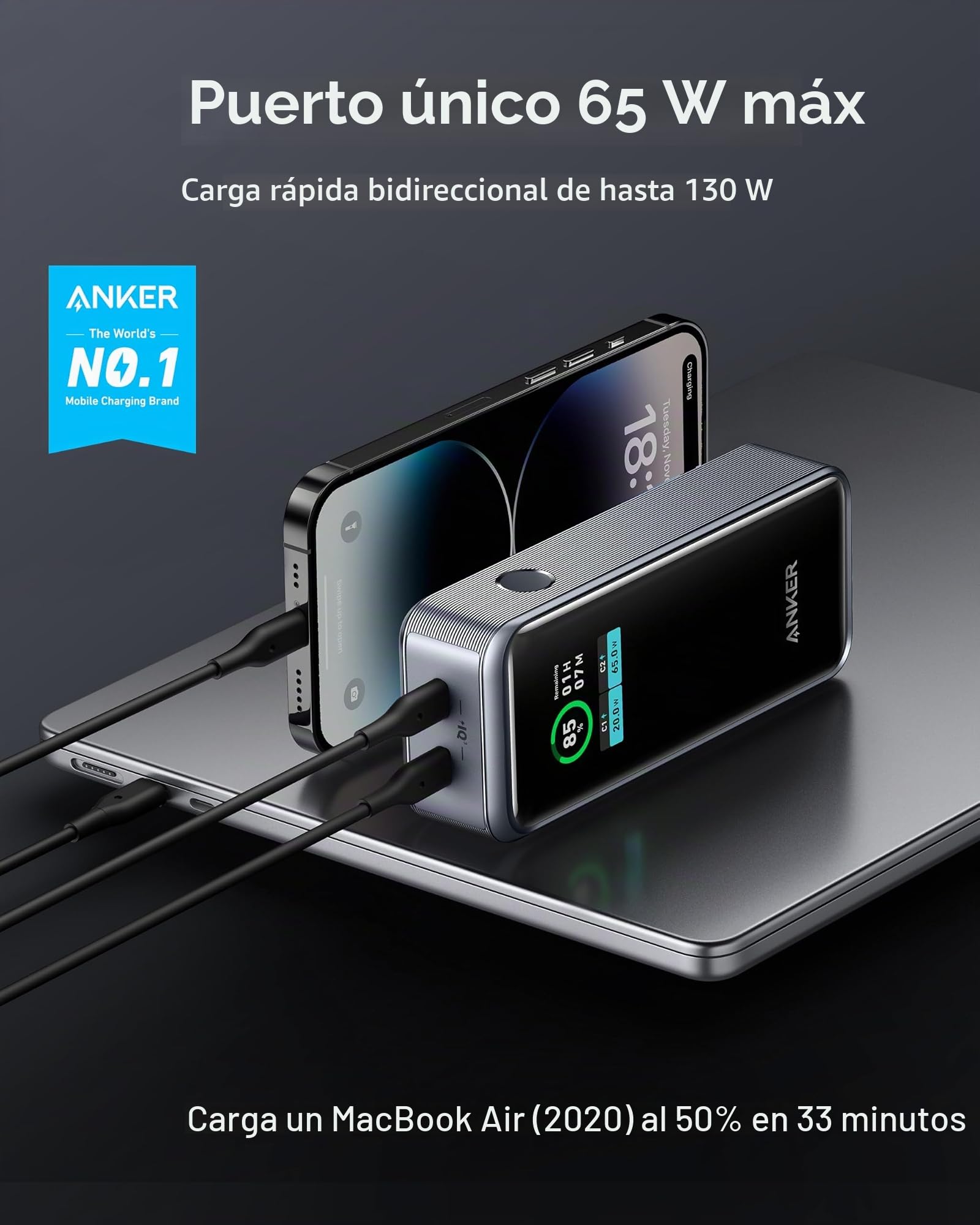 Anker Prime Power Bank, cargador portátil de 2 puertos de 12.000
